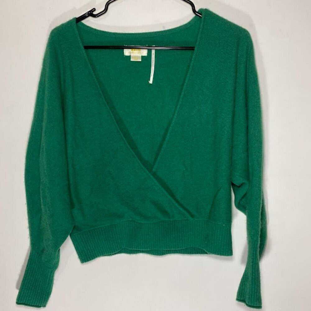 Maeve Anthropologie Green 100% Cashmere Deep V Sweater